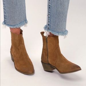 Lulu’s Brown Suede Leather Ankle Boots NEW